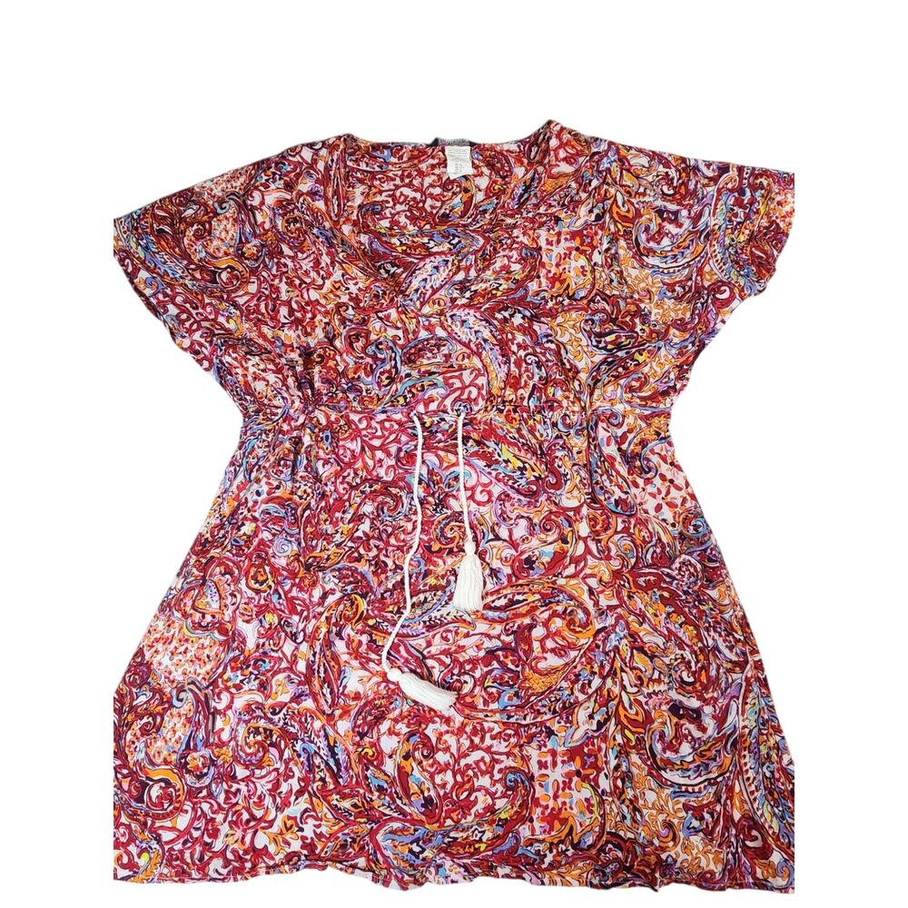 Lauren Ralph Lauren XL Paisley Print Tunic Top Tassel Tie Waist‎ swim cover-up